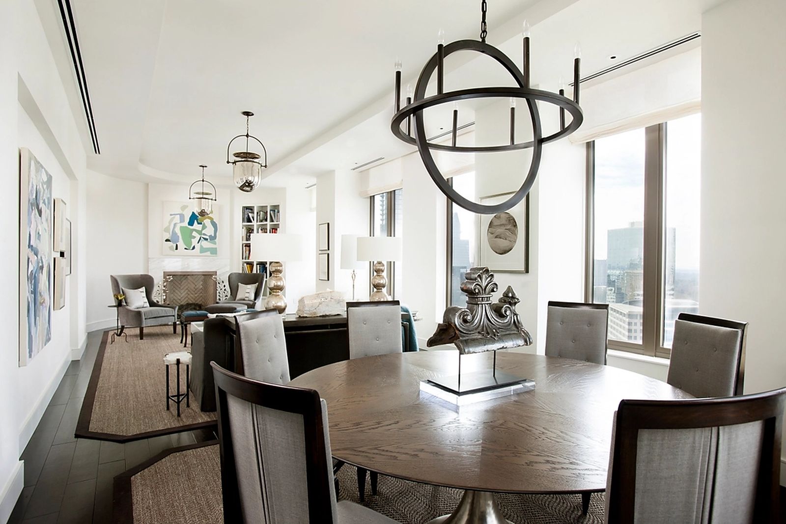 Contemporary dining space with warm wood joinery