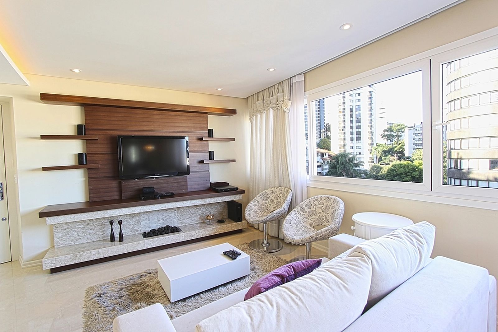 Completed interior design with a feature media wall